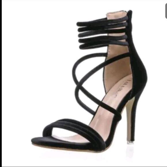 WILD DIVA WOMEN"S FAUX SUEDE HIGH HEEL BACK ZIPPER CLOSURE SQUARE TOE SANDAL - Picture 1 of 12